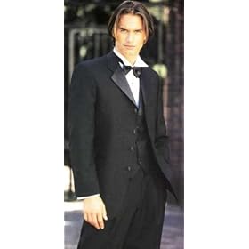 Men's 4-Buttton Tuxedo Jacket and Pants + Vest + Shirt + Bow Tie. PLEASE CLICK TO ENLARGE
