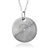 41ge6pvPlUL. SL160  Mens Stainless Steel Disc Diamond Pendant Necklace (GH, SI, 0.05 carat)