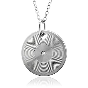 Men's Stainless Steel Disc Diamond Pendant Necklace (GH, SI, 0.05 carat)