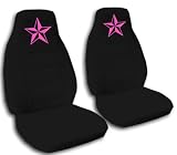 1991 Ford Mustang GT seat covers. One front set of seat covers. Black covers with a pink star.