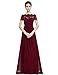 Ever Pretty Lace Short Sleeve Ruched Bust Long Evening Dress 08490