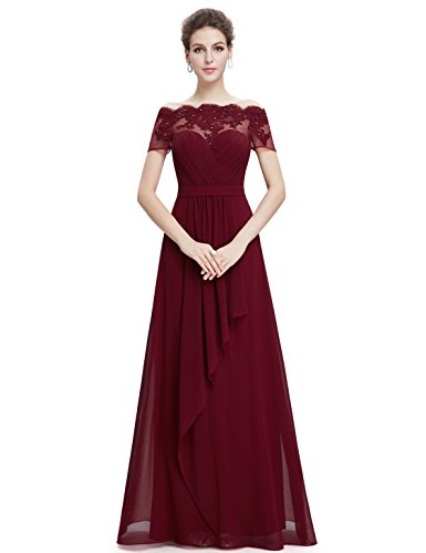 Ever Pretty Lace Short Sleeve Ruched Bust Long Evening Dress 08490
