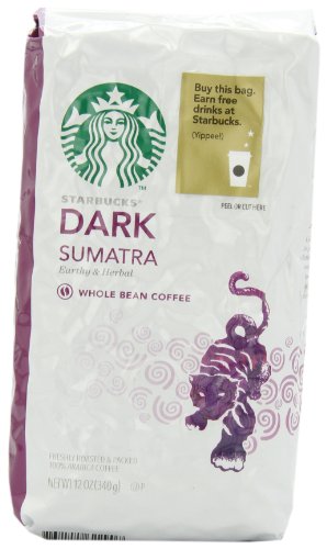 Starbucks Sumatra Whole Bean Coffee, 12 Ounce (Pack of 6)