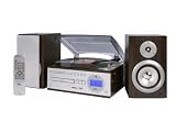 Elta 2399N Music Center mit PLL-Tuner, Plattenspieler, RDS und USB/SD-MP3 Rekorder schwarz/silber