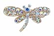 Hair Clip - H8 - Crystal Dragonfly - Med Size (1-5/8"x 1") - Alligator Clip Style ~ Clear AB Iridescent on Goldtone Metal