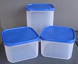 Tupperware Modular Mates Square 3Pc Set Blue