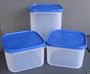 Tupperware Modular Mates Square 3Pc Set Blue