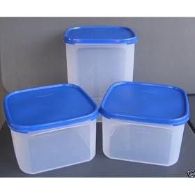 Tupperware Modular Mates Square 3Pc Set Blue by Tupperware