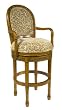 Carved Leaf Barstool in Distressed Portofino Wood & Fabric w/ Return Swivel (22" x 22" x 48.5" H)