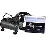 Multi-Purpose Gravity Feed Dual-Action Airbrush with Air Compressor and Hose Kit