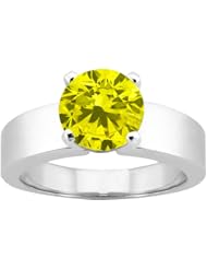 1.10 Ct Round Canary SI1/SI2 Diamond 14K White Gold Ring