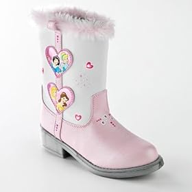  Disney Princess Size 7 toddler Light Up Cowgirl Boots Shoes White Pink girls