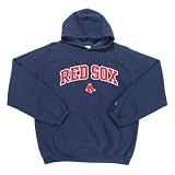 Boston Red Sox MLB Goalie Hooded Sweatshirt (Navy) (Felt Applique)