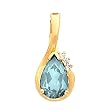 14K Yellow Gold Aquamarine and Diamond Pendant