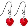 Titanium Siam Red Heart Earrings Made with SWAROVSKI ELEMENTS