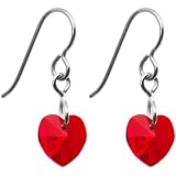 Titanium Siam Red Heart Earrings Made with SWAROVSKI ELEMENTS