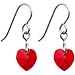 Titanium Siam Red Heart Earrings Made with SWAROVSKI ELEMENTS