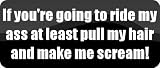 If youre going to ride my ass at least pull my hair and make me scream! - Funny Car Bumper Sticker/Vinyl Decal [BLK6731]