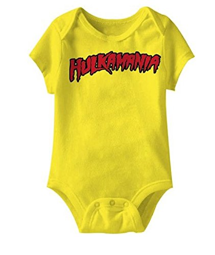 Hulkamania Hulk Hogan Logo Yellow Snapsuit Infant Onesie Baby Romper