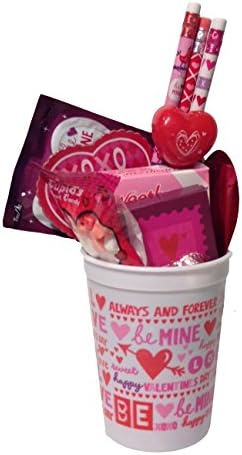 Valentine Day Candy Girl Gifts Age 8 Valentines Day Gifts Basket For Kids Valentines Balloons (Cups May Vary)