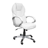 Amstyle Matera Drehstuhl / Chefsessel, Leder wei&szlig;