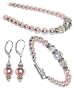 Made with Swarovski Elements� .925 Sterling Silver Crystal & Pink Pearl Earrings Bracelet Necklace Set 14" 16" 18" 20" 22" 24" Long