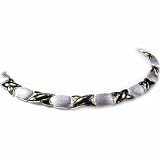 Vermeil (24k Gold over Sterling Silver) Sterling Silver Two tone polished /satin X O Necklace
