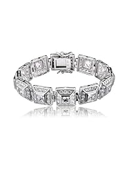 Cubic Zirconia And Sterling Silver Heavy Square Bracelet