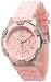 Women's Light Baby Pink Chronograph Silicone Rubber Jelly with CZ Crystal Rhinestones Face Bling Bez