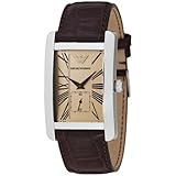 Emporio Armani Men's Ar0154 Classic Brown Leather Beige Roman Numeral Dial Watch