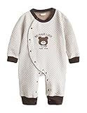 Happy Cherry ロンパース ベビー 子供服 パジャマ 綿 冬 秋 室内 カジュアル リラックス 動物 クマ ホワイト（90）