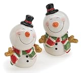 Whimsical Playful Snowman Salt & Pepper Shaker Set Cute Christmas Decor
