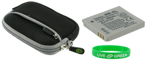 Neoprene (Black) Sleeve Case and NB-4L Battery for Canon PowerShot SD940IS Digital Camera Silver