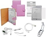 CrazyOnDigital 7 items Slim Leather Case Cover with Charger and Screen Protector For Amazon New Kindle Touch