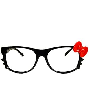 Amazon.com: Hello Kitty Eyeglass All Black Frame with Red Bow (No Lens ...