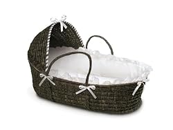 Badger Basket Moses Basket with Hood and Bedding, Espresso/White