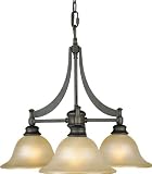 Murray Feiss F1922/3ORB Pub Three-Light Downlight Chandelier in Oil Rubbed Bronze with Frosted Amber Glass Shades