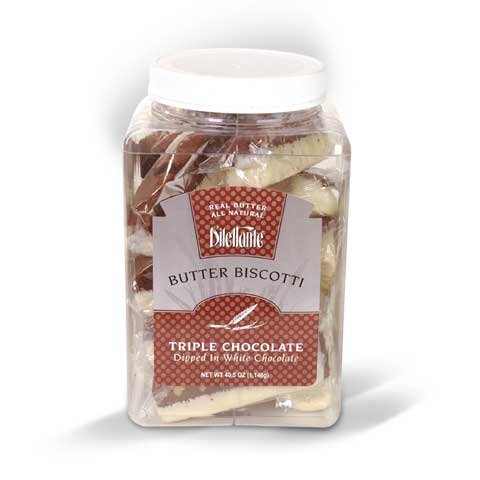 Childrens Toyshop  Gourmet Food : Dilettante Chocolates Tripple Chocolate Butter Biscotti Dipped in White Chocolate - 18 pieces