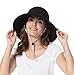 iHomey Women Wide Brim Sun Hats Foldable UPF 50+ Sun Protective Bucket Hat (Reticulated-Black)