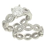 Oval Design Pave Diamond Wedding Set .96cttw (CZ ctr)