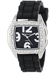 Cerentino Womens CR100-BLK  Black Silicone Rubber Rhinestones Watch