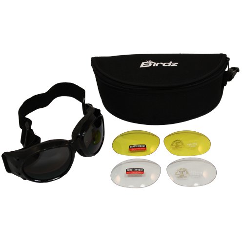 Motorcycle Goggles With Comfortable foam padding on the inside. These Googles come with 3 sets of interchangeable lenses- Smoked, Yellow, and Clear. Sides are vented to help prevent fogging and ALL three sets of lenses have ANTI-FOG coating!