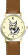 German Shepherd - Adult (SC) Dog - WATCHBUDDY&reg; DESIGNER DELUXE TWO-TONE THEME WATCH - Arabic Numbers-SAND & SOIL STYLE - Pale Yellow Dial with Brown Leather Strap-Women's Size-Small