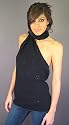 Trina Turk Black Kyle Scarf Wrap Halter Sweater
