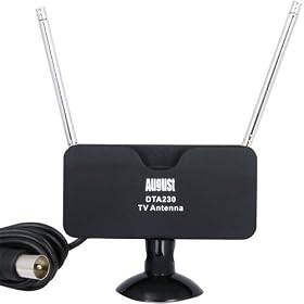 August DTA230 Freeview TV Aerial - Portable Digital Aerial for USB TV Tuner / DVB-T Television / DAB Radio - With Suction Mount