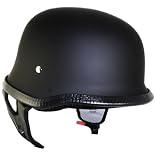 Outlaw™ German Style Matte Black Half Face Helmet