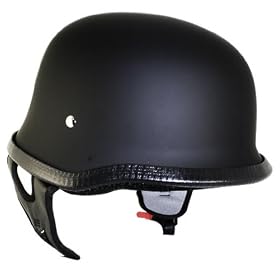 Outlaw� German Style Matte Black Half Face Helmet - Size : Small