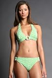 Green and White Geometric Print Briefs by Shoshanna