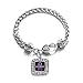 Epilepsy Awareness Classic Silver Plated Square Crystal Charm Bracelet