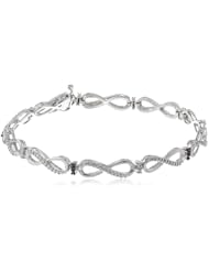 Silver Black and White Diamond Bracelet (0.05 cttw, I-J Color, I2-I3 Clarity)